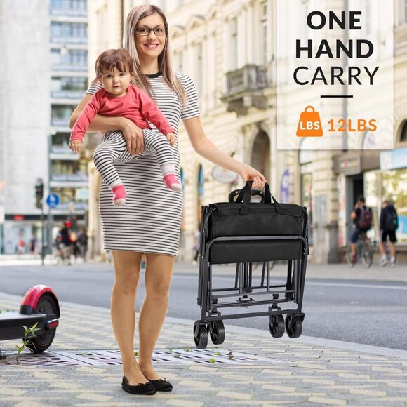 Foldable Grocery Pets Beach Garden Wagon Cart Drink Holders Large Capacity 330lb - Picture 10 of 10